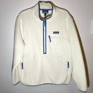 Patagonia Retro Pile Fleece Marsupial Pullover Natural Womens XL Sherpa 1/4 Zip